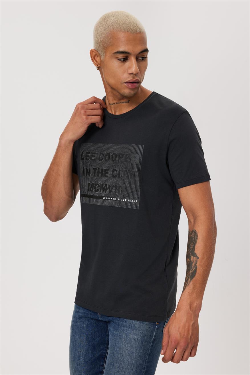 Patrice Erkek %100 Pamuk O Yaka T-Shirt Antrasit