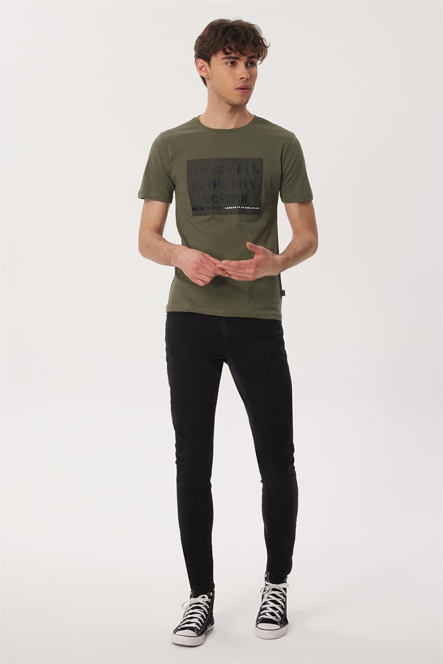 Patrice Erkek %100 Pamuk O Yaka T-Shirt Haki