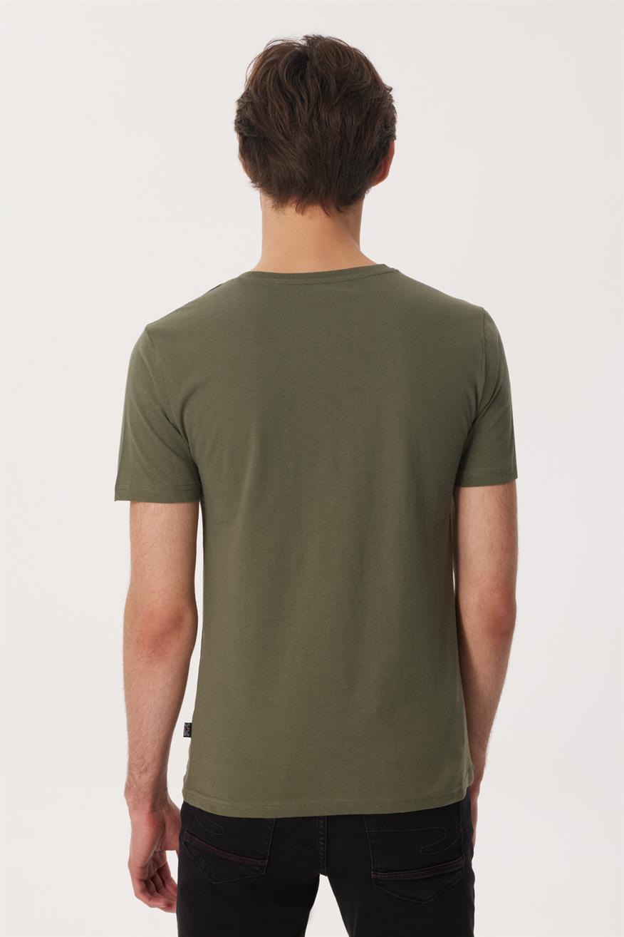 Patrice Erkek %100 Pamuk O Yaka T-Shirt Haki