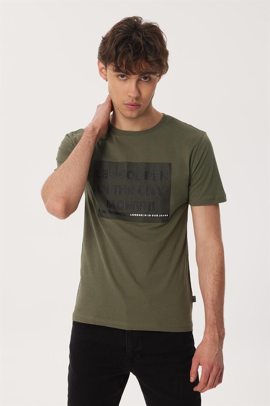 Patrice Erkek %100 Pamuk O Yaka T-Shirt Haki