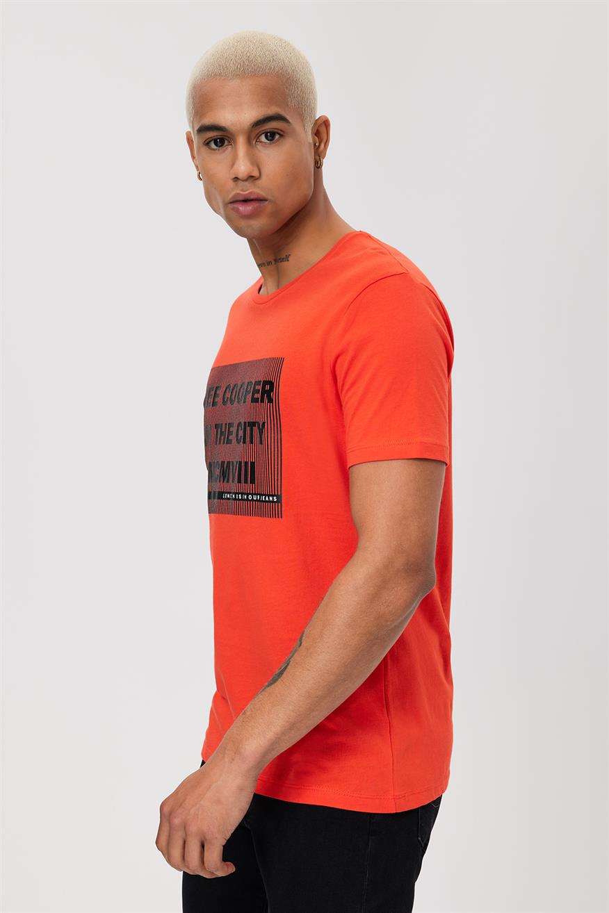 Patrice Erkek %100 Pamuk O Yaka T-Shirt Mercan