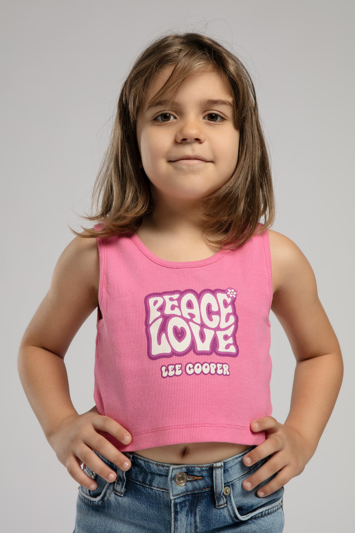 Peace Kız Çocuk %100 Pamuk Atlet Pembe