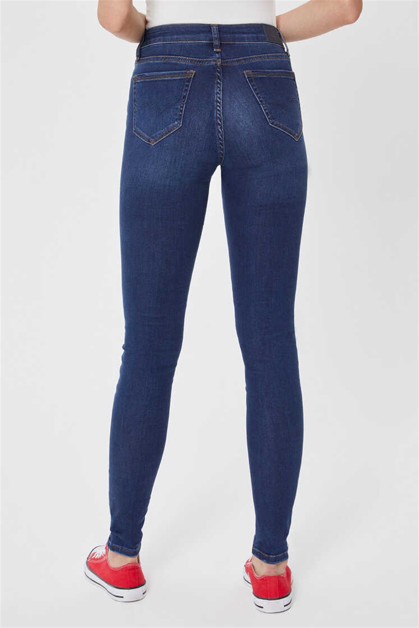 Pearl Normal Bel Dar Kesim Çok Dar Paça Dark Wash Kadın Jean Pantolon