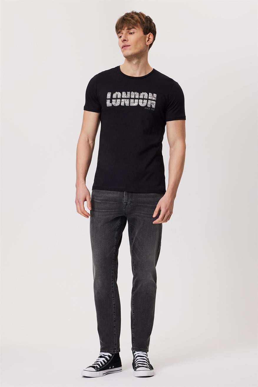 Pers Erkek %100 Pamuk O Yaka T-Shirt Siyah