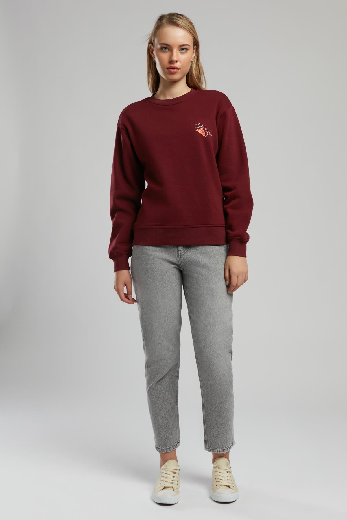 Petra Kadın O Yaka Sweatshirt Bordo