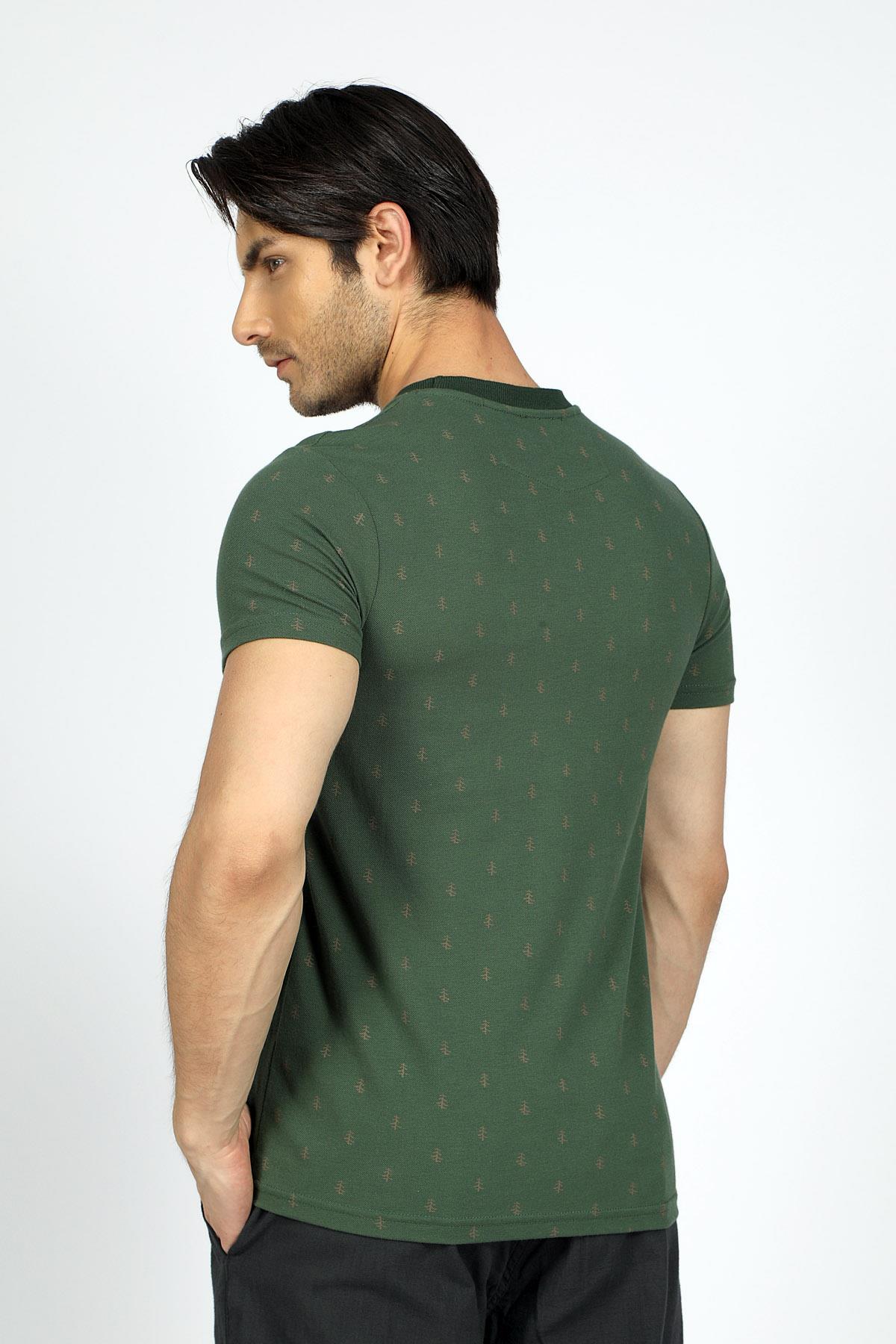 Pine 1 Erkek %100 Pamuk O Yaka T-Shirt Koyu Yeşil