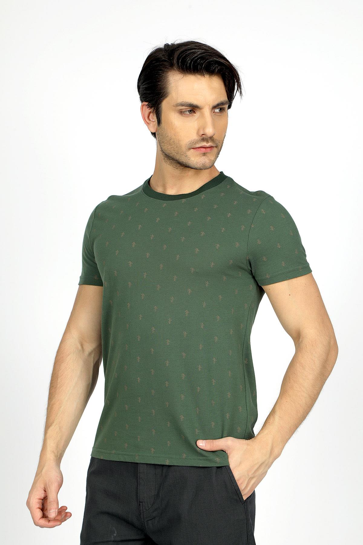 Pine 1 Erkek %100 Pamuk O Yaka T-Shirt Koyu Yeşil