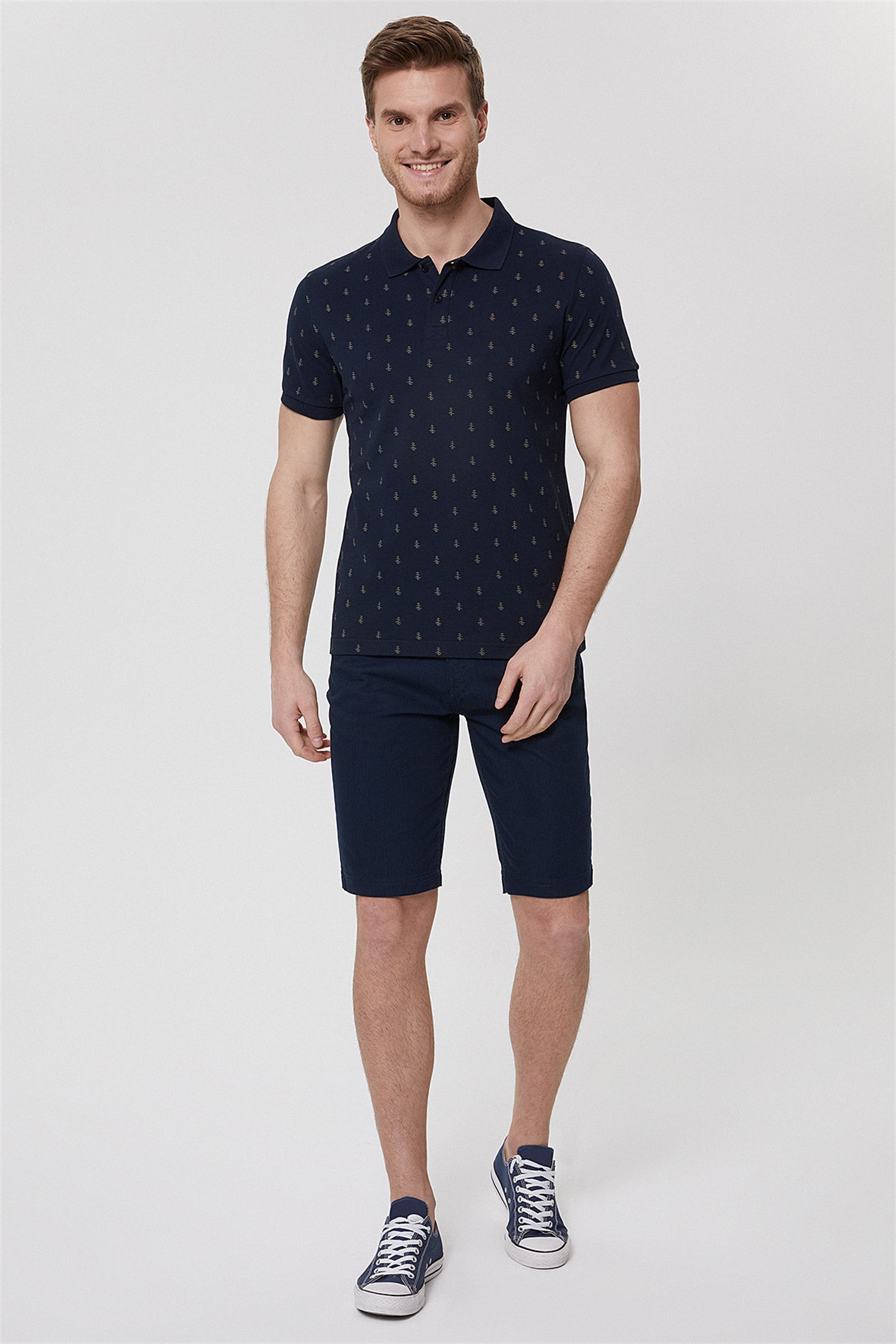 Pine Erkek %100 Pamuk Polo Yaka T-Shirt Lacivert