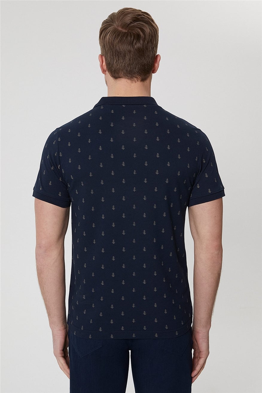 Pine Erkek %100 Pamuk Polo Yaka T-Shirt Lacivert