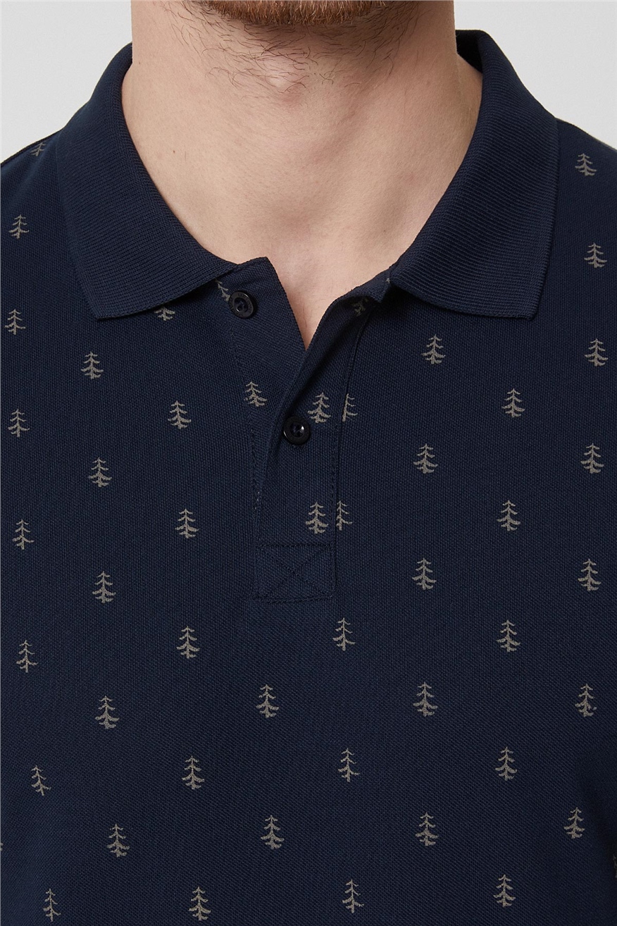 Pine Erkek %100 Pamuk Polo Yaka T-Shirt Lacivert
