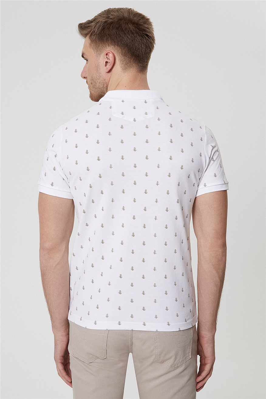 Pine Erkek %100 Pamuk Polo Yaka T-Shirt Beyaz