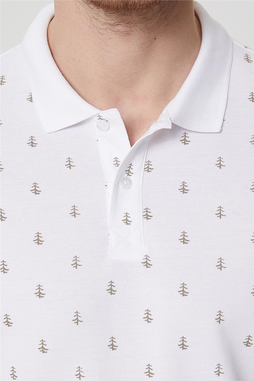 Pine Erkek %100 Pamuk Polo Yaka T-Shirt Beyaz
