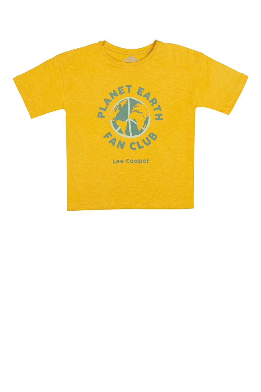 Planet Erkek Çocuk Bisiklet Yaka T-Shirt Hardal