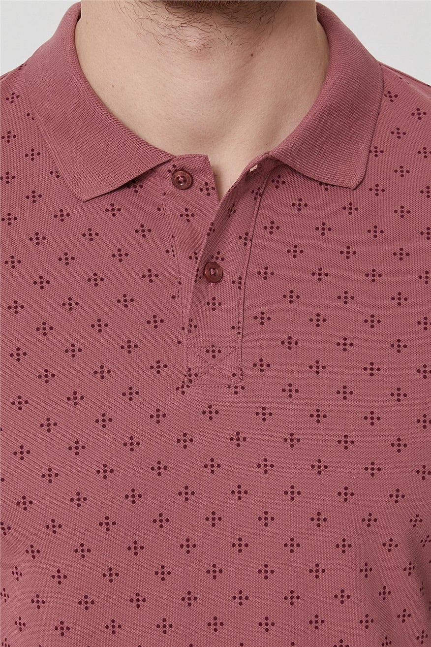 Polite Erkek %100 Pamuk Polo Yaka T-Shirt Gül Kurusu
