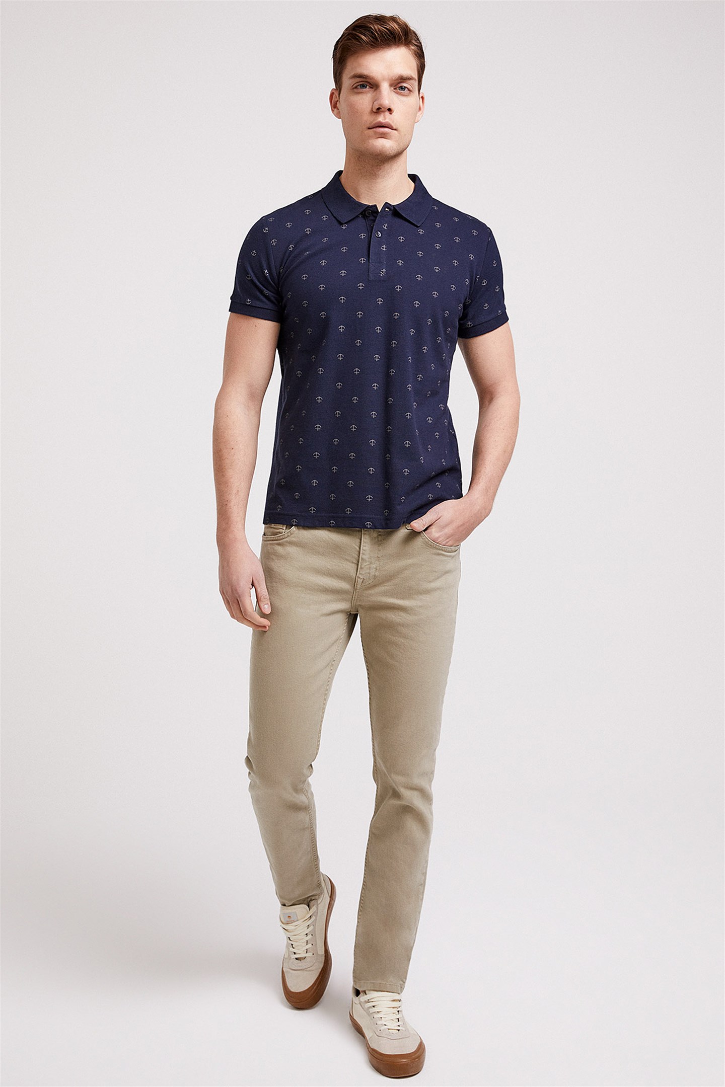 Pool Erkek %100 Pamuk Baskılı Polo Yaka T-Shirt Lacivert