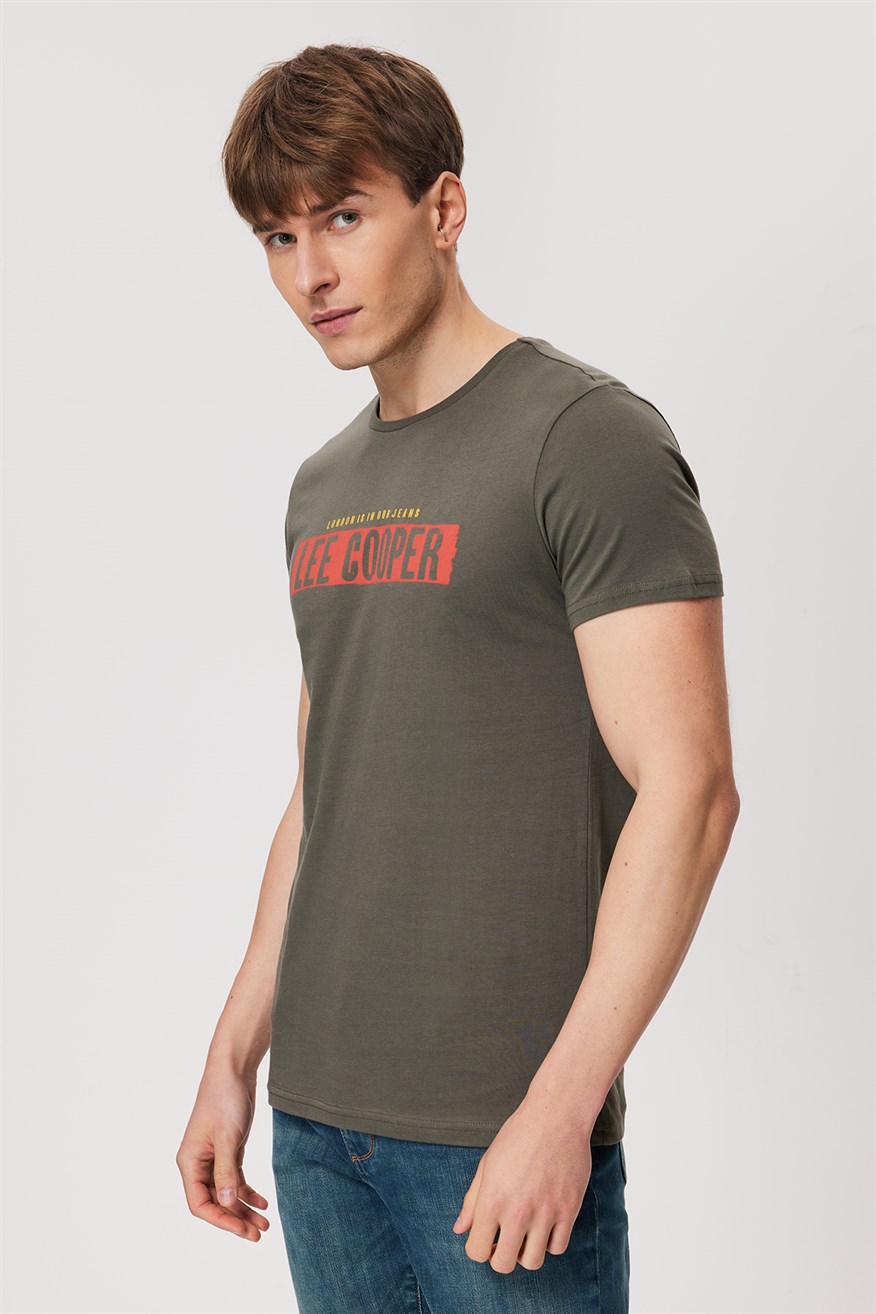 Rani Erkek %100 Pamuk O Yaka T-Shirt Haki
