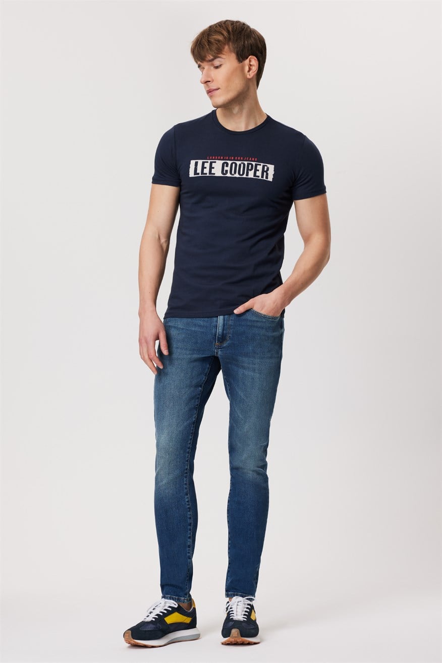 Rani Erkek %100 Pamuk O Yaka T-Shirt Koyu Lacivert