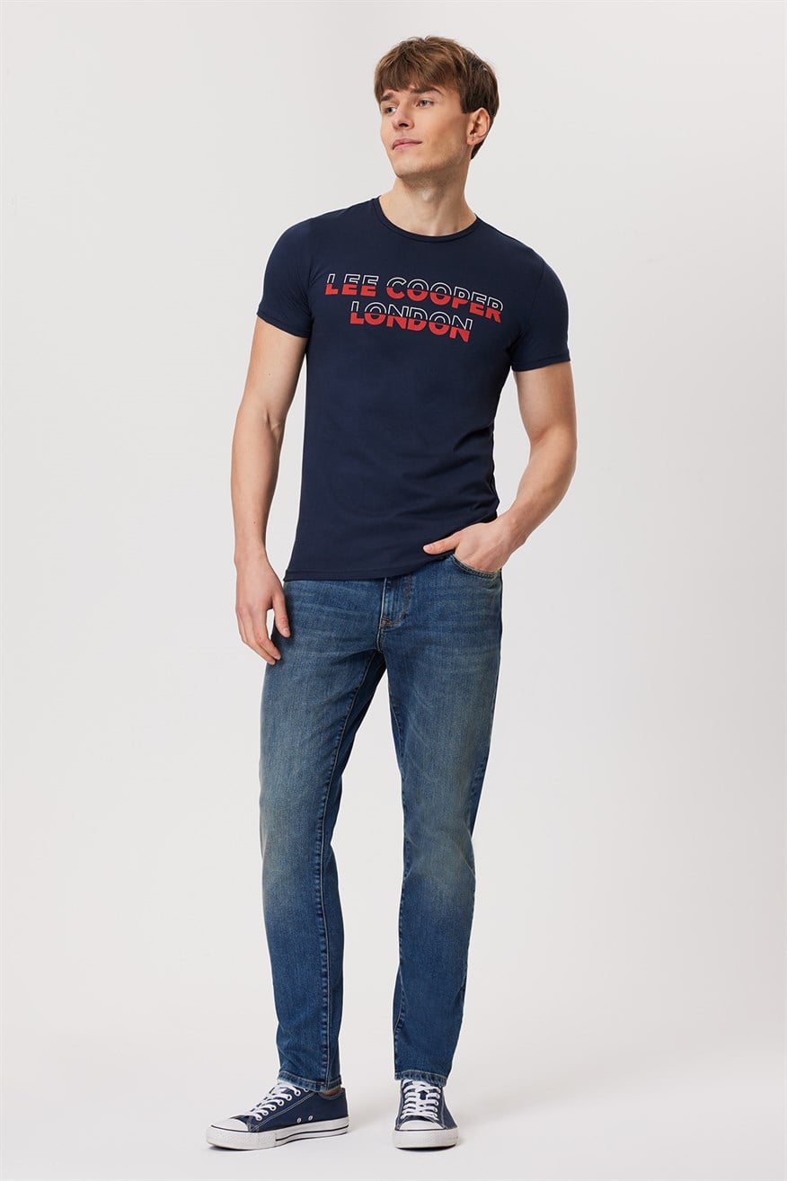 Raquel Erkek %100 Pamuk O Yaka T-Shirt Koyu Lacivert