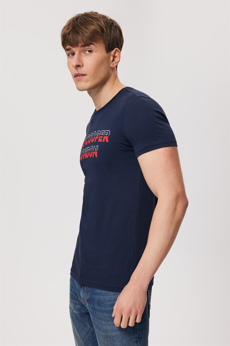 Raquel Erkek %100 Pamuk O Yaka T-Shirt Koyu Lacivert