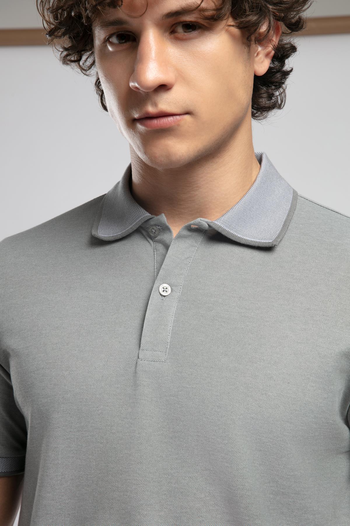 Rasco Erkek Polo Yaka T-Shirt Gri