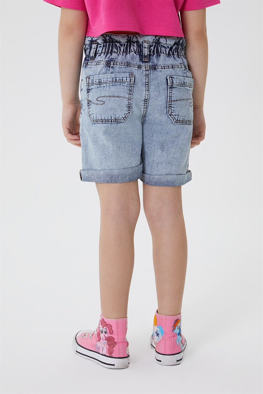 Re-Done Kız Çocuk %100 Pamuk Jean Şort Denim