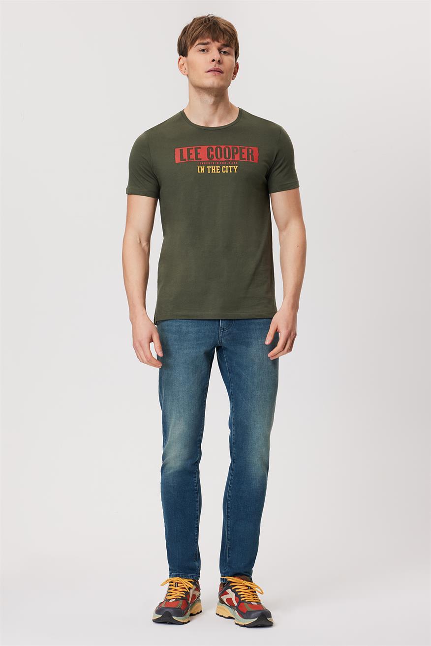 Real Erkek %100 Pamuk O Yaka T-Shirt Haki