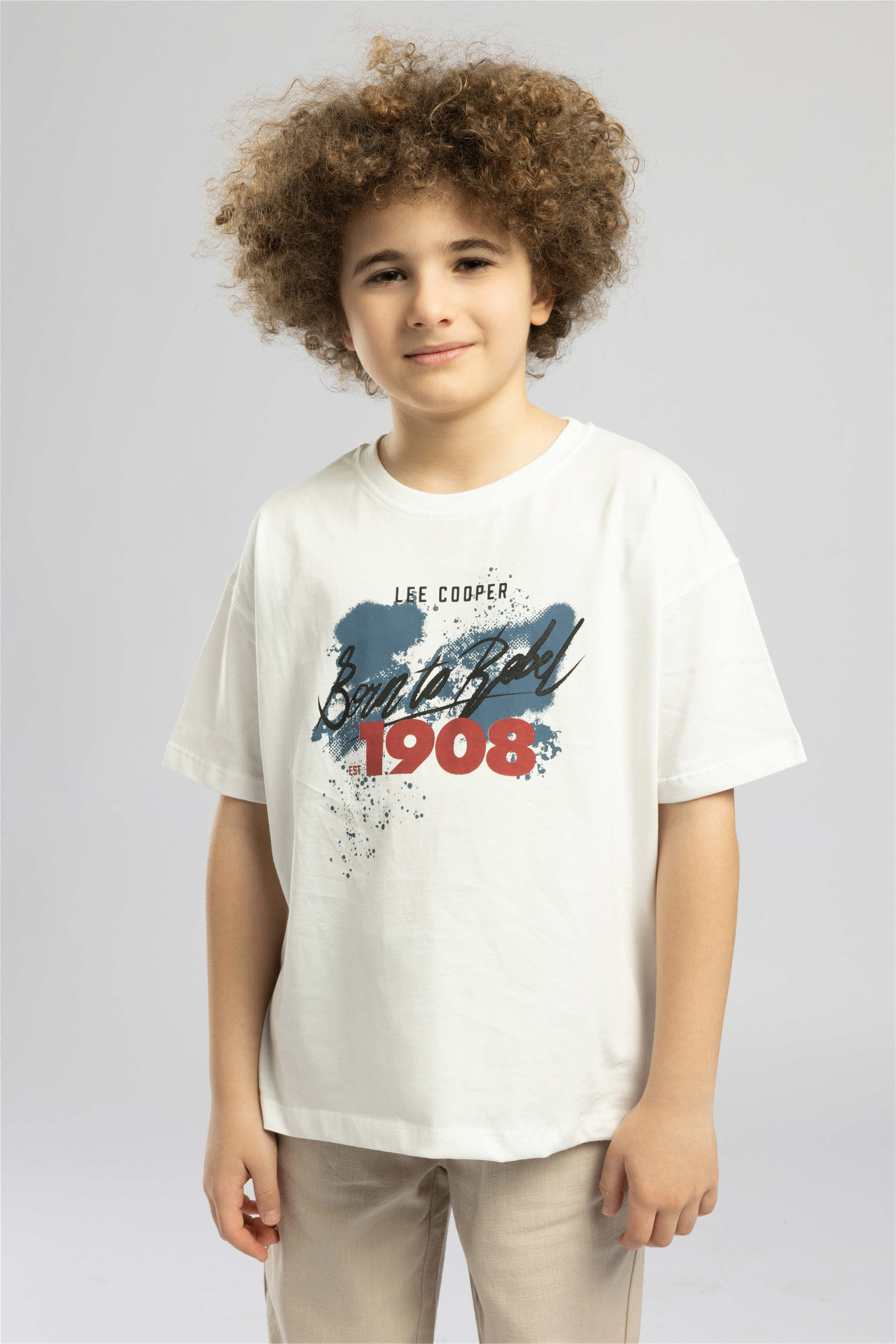 Rebel Erkek Çocuk Baskılı Bisiklet Yaka T-Shirt Beyaz
