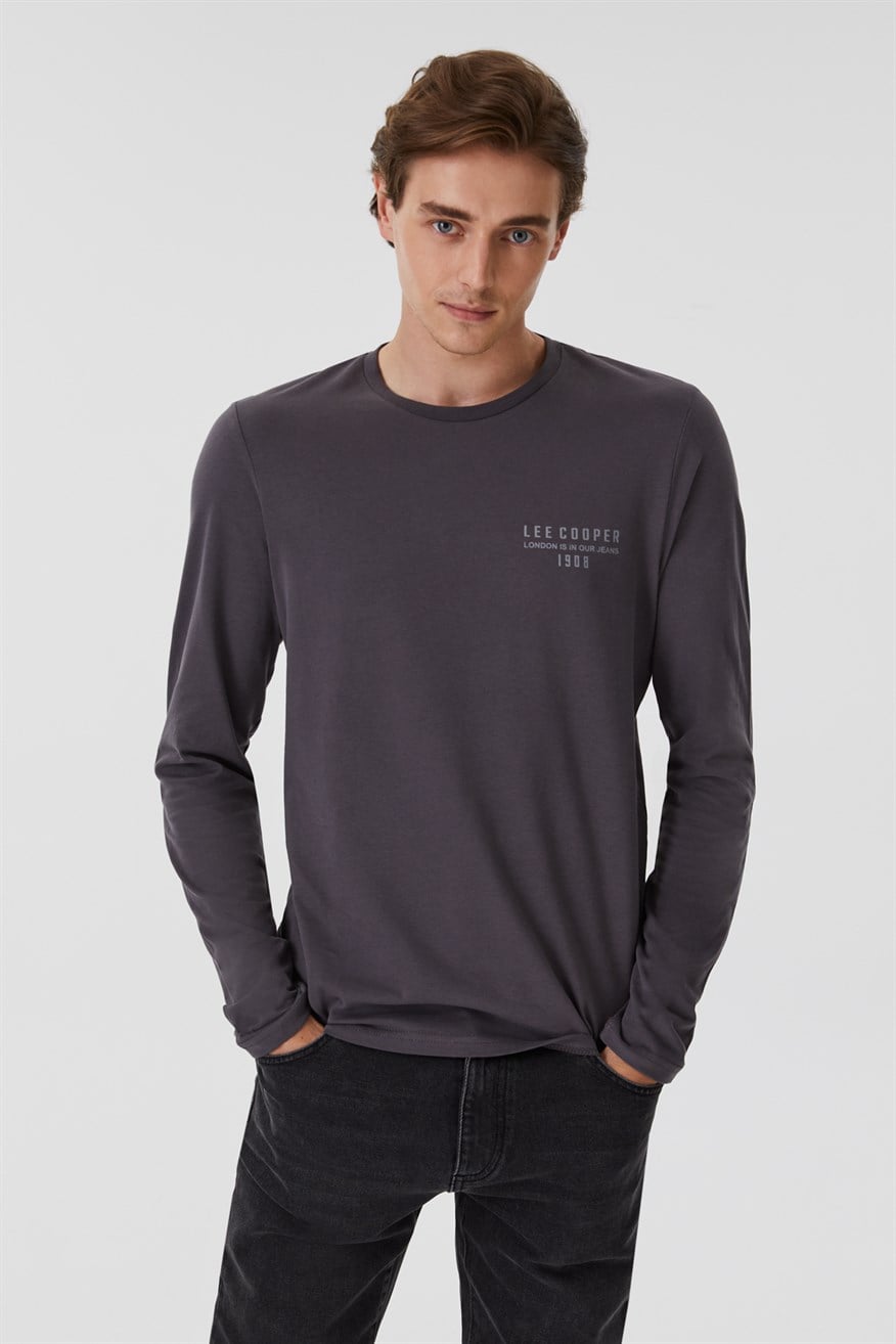 Renzo Erkek O Yaka Uzun Kol T-Shirt Antrasit