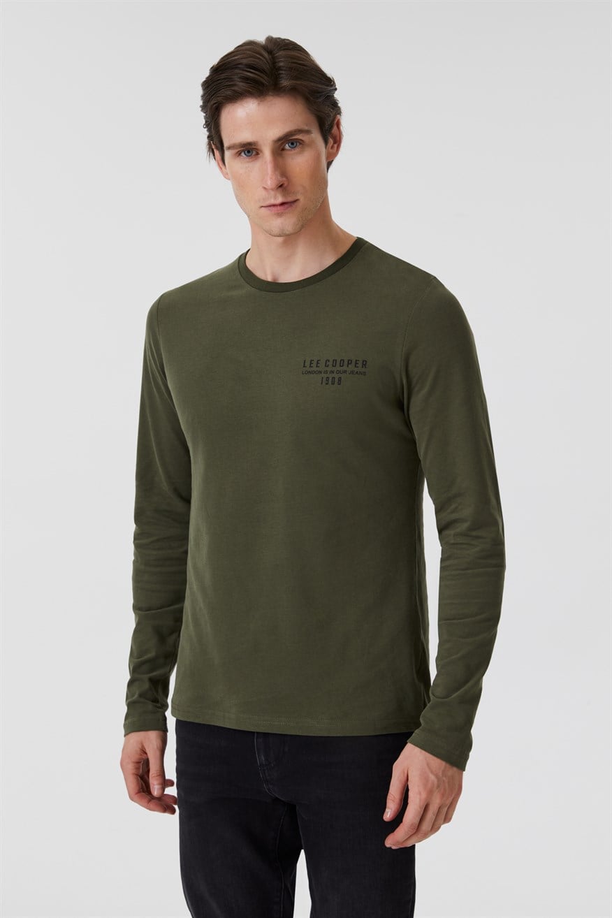 Renzo Erkek O Yaka Uzun Kol T-Shirt Haki