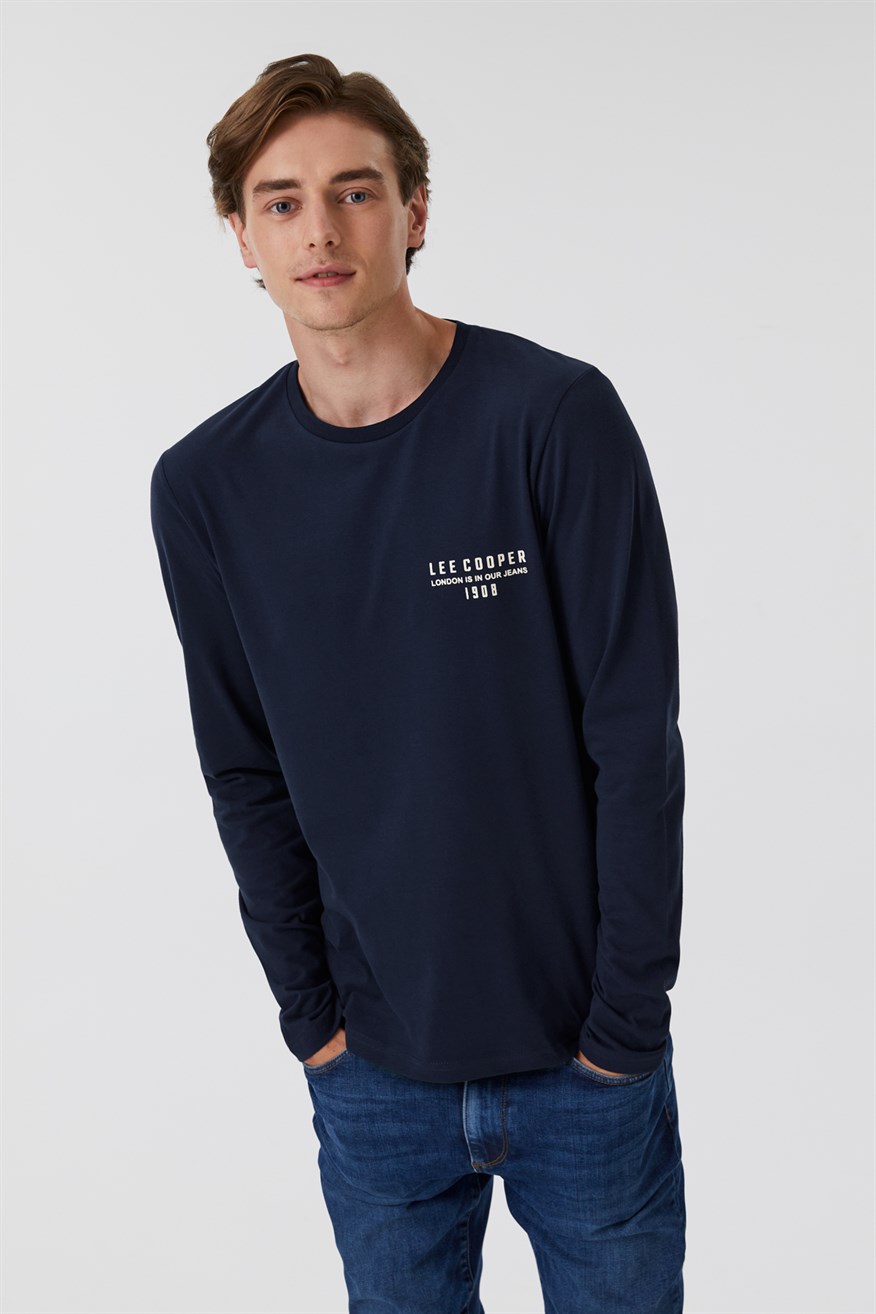 Renzo Erkek O Yaka Uzun Kol T-Shirt Lacivert