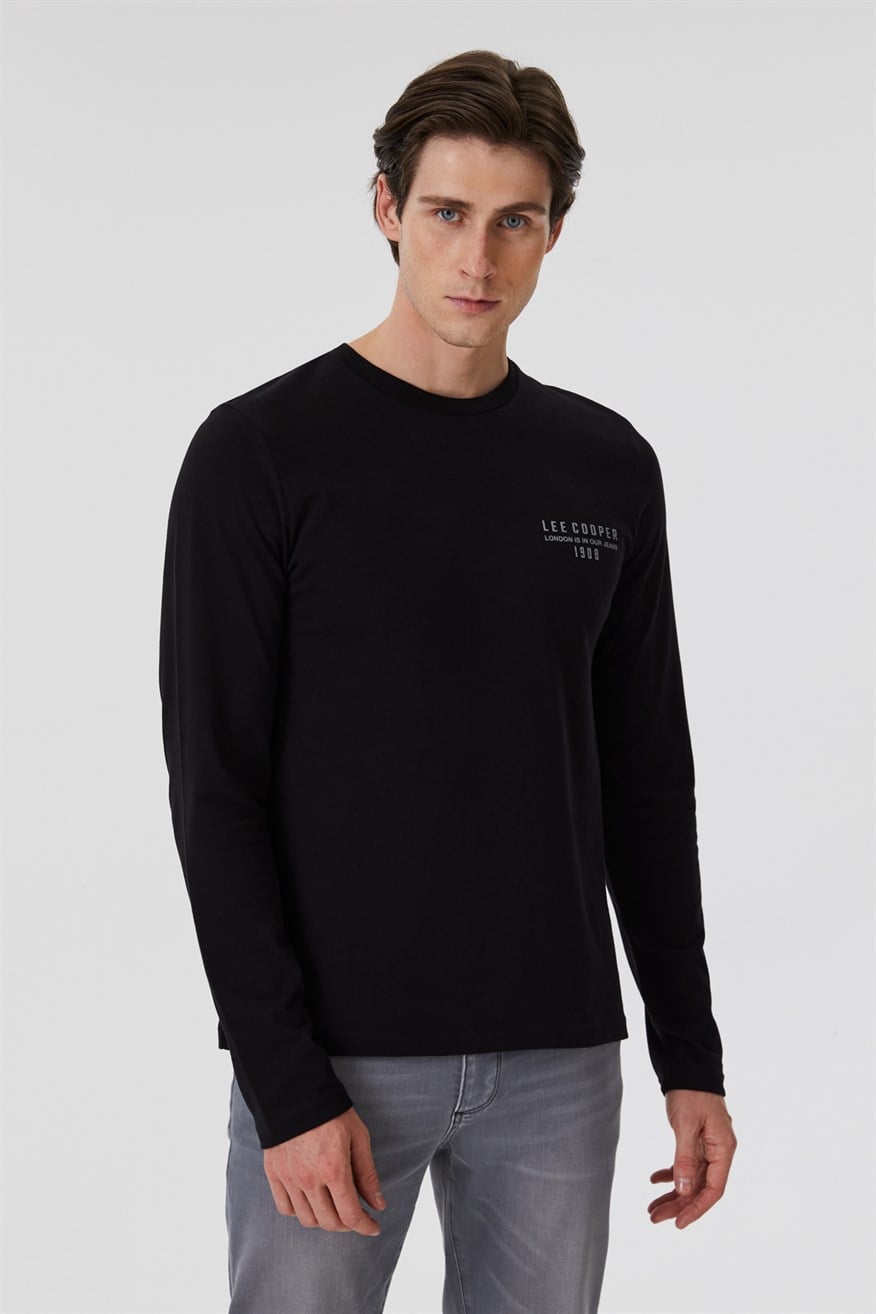 Renzo Erkek O Yaka Uzun Kol T-Shirt Siyah