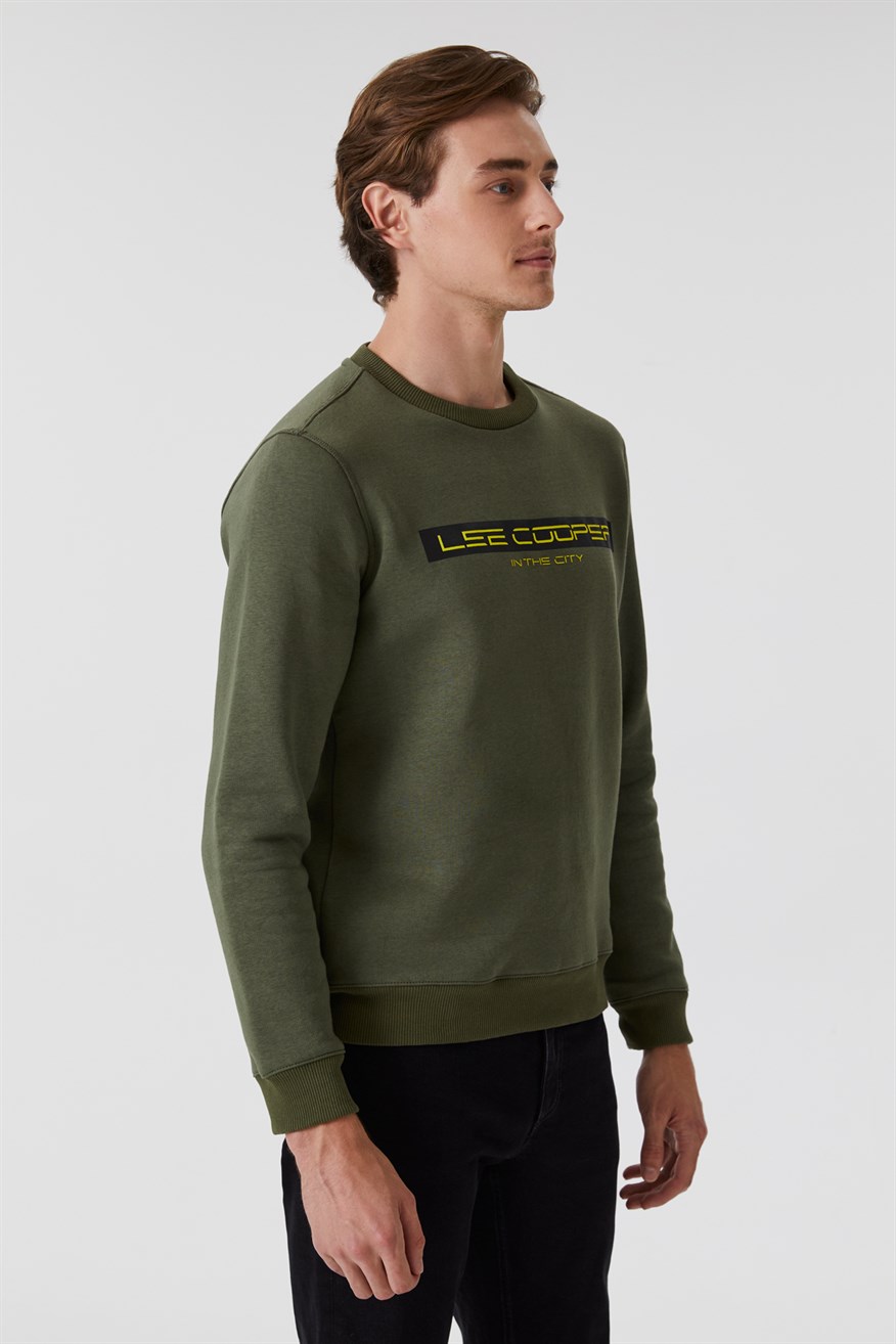 Rex Erkek Bisiklet Yaka Sweatshirt Haki