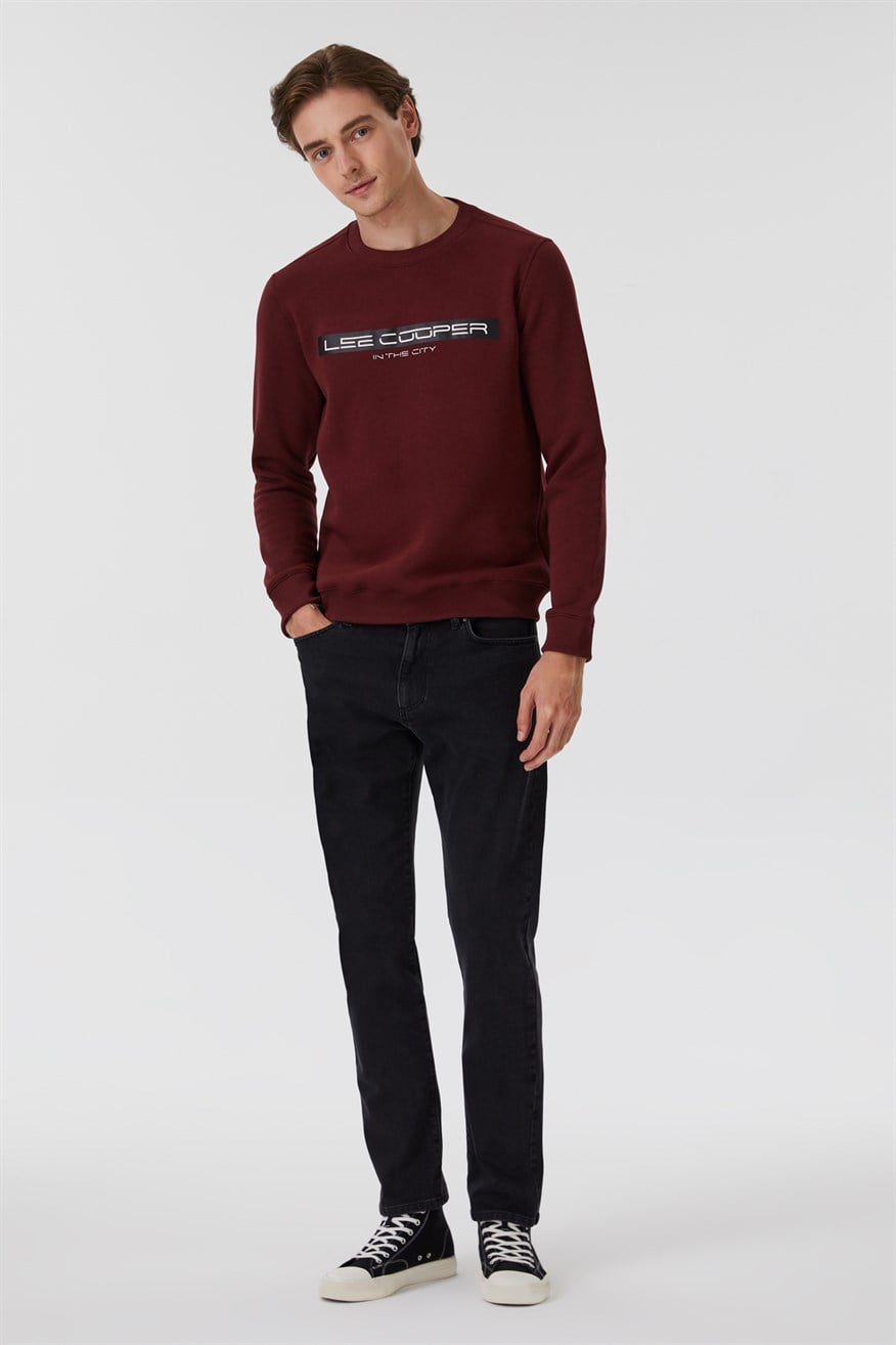 Rex Erkek Bisiklet Yaka Sweatshirt Mürdüm