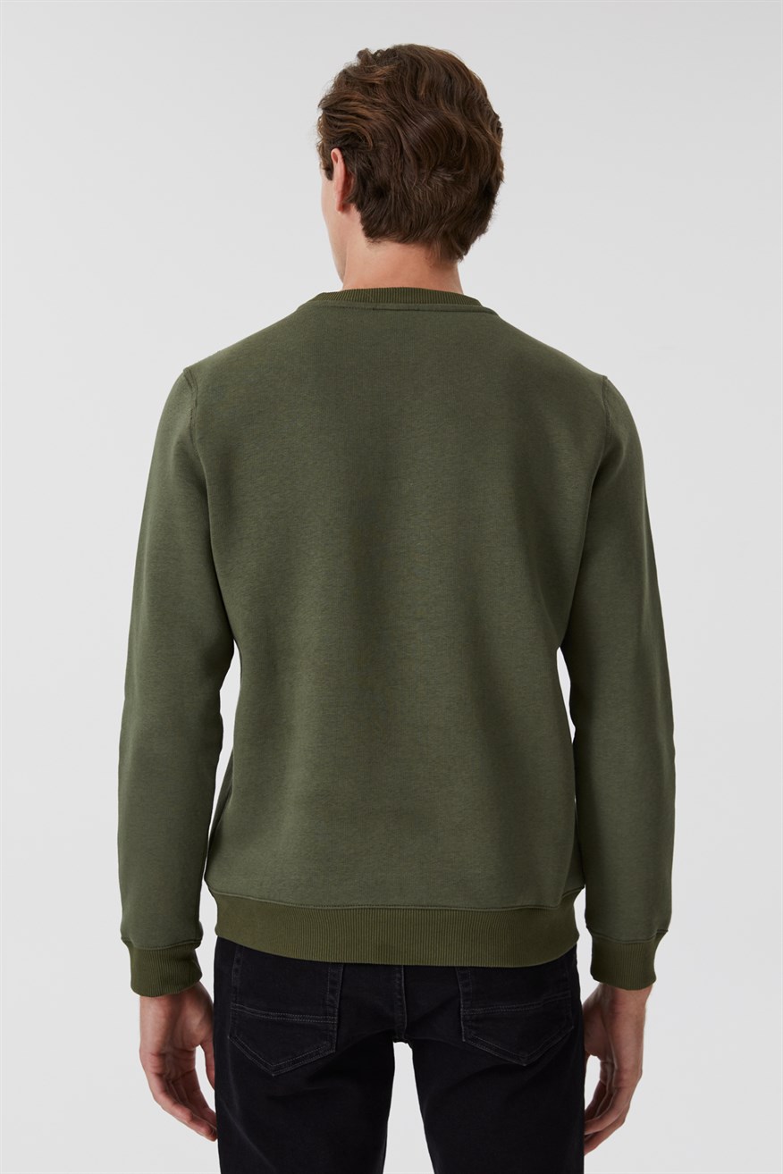 Rex Erkek Bisiklet Yaka Sweatshirt Haki