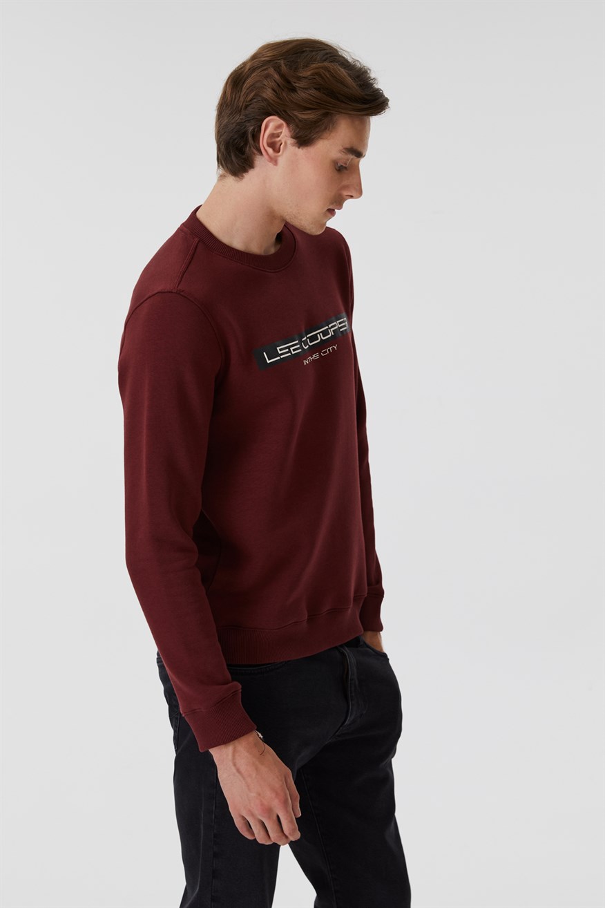 Rex Erkek Bisiklet Yaka Sweatshirt Mürdüm