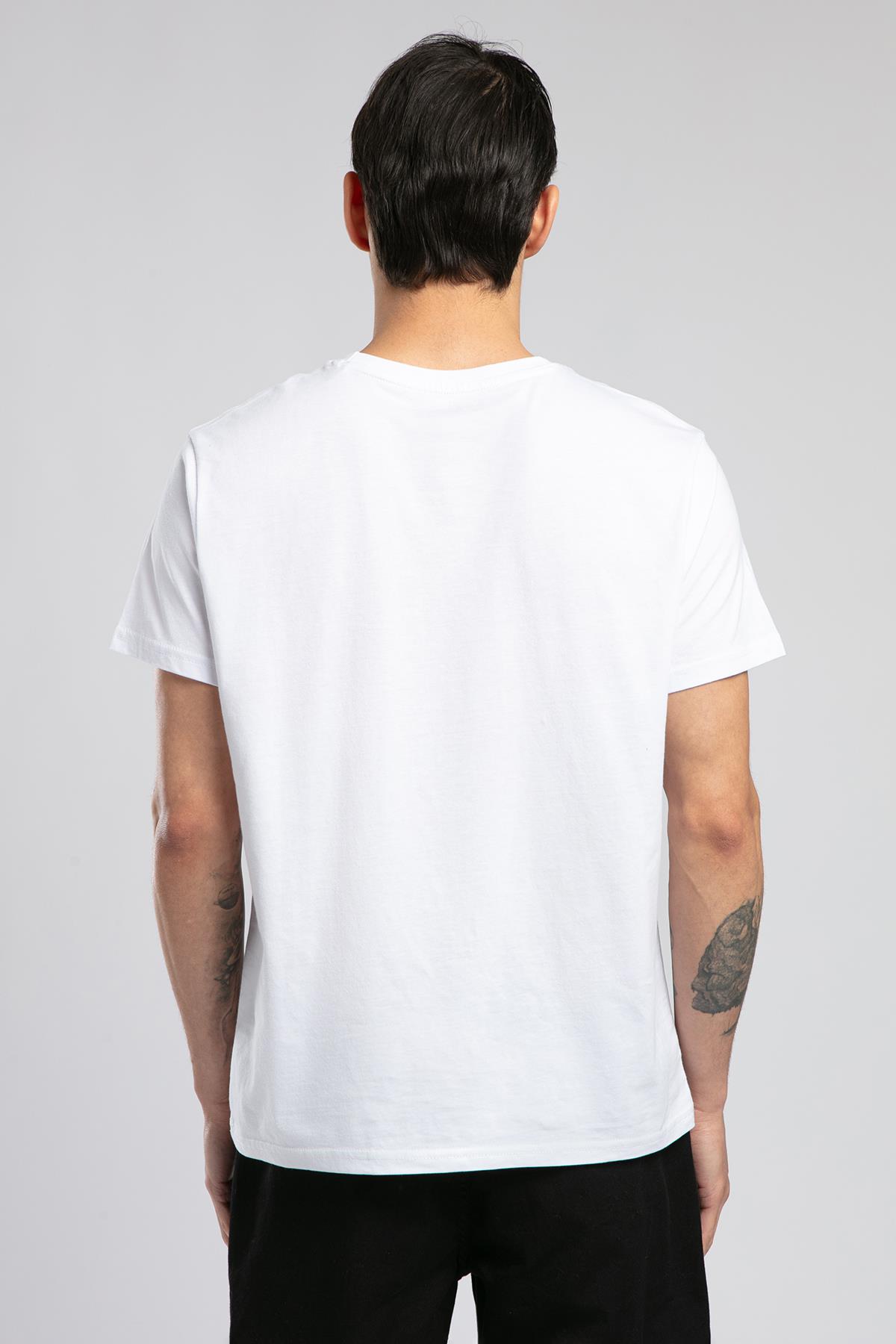 Ric Erkek %100 Pamuk O Yaka T-Shirt Beyaz