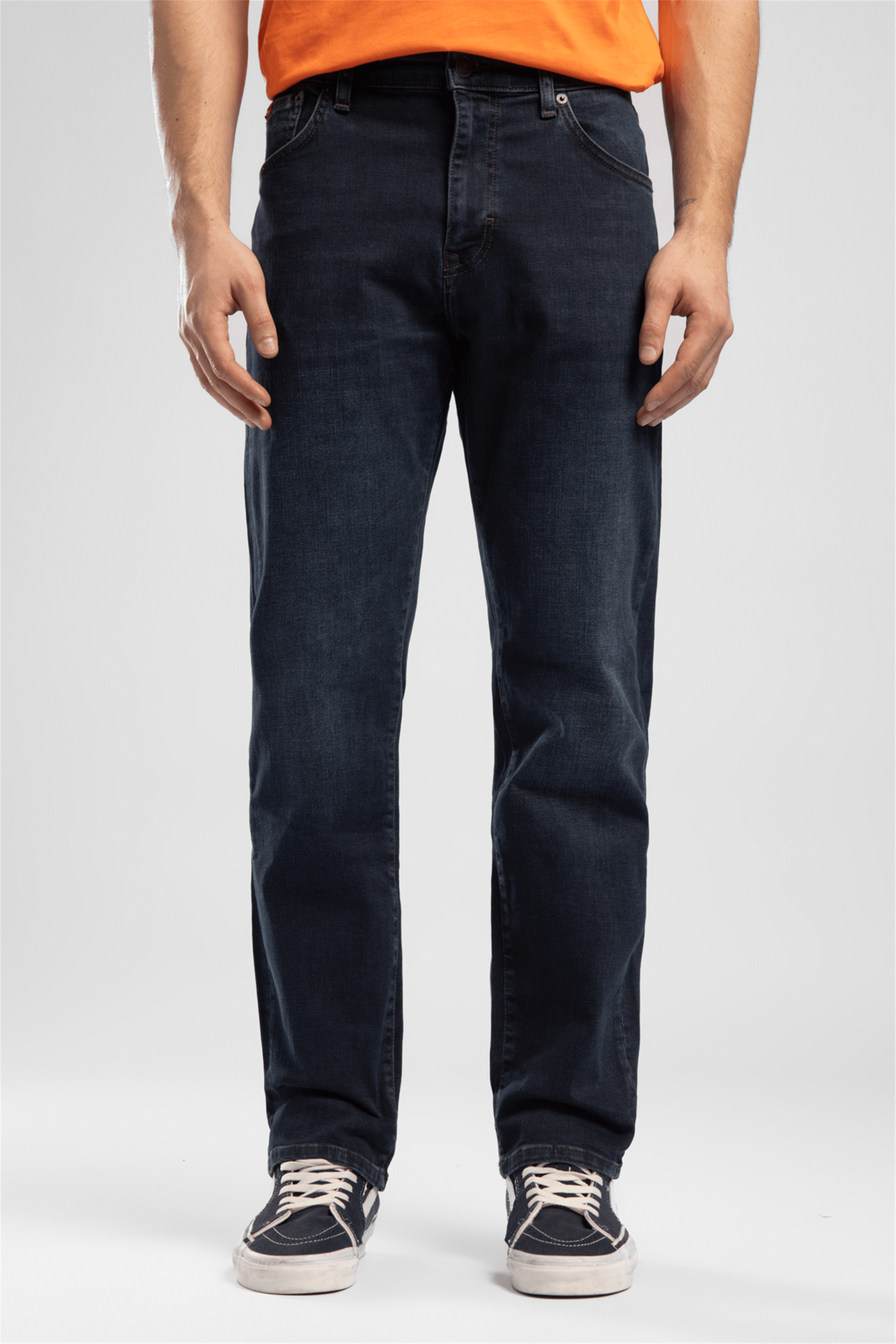 Rıcky Erkek High Rise Straight Fit Pamuklu Jean Pantolon Mavi̇-Si̇Yah