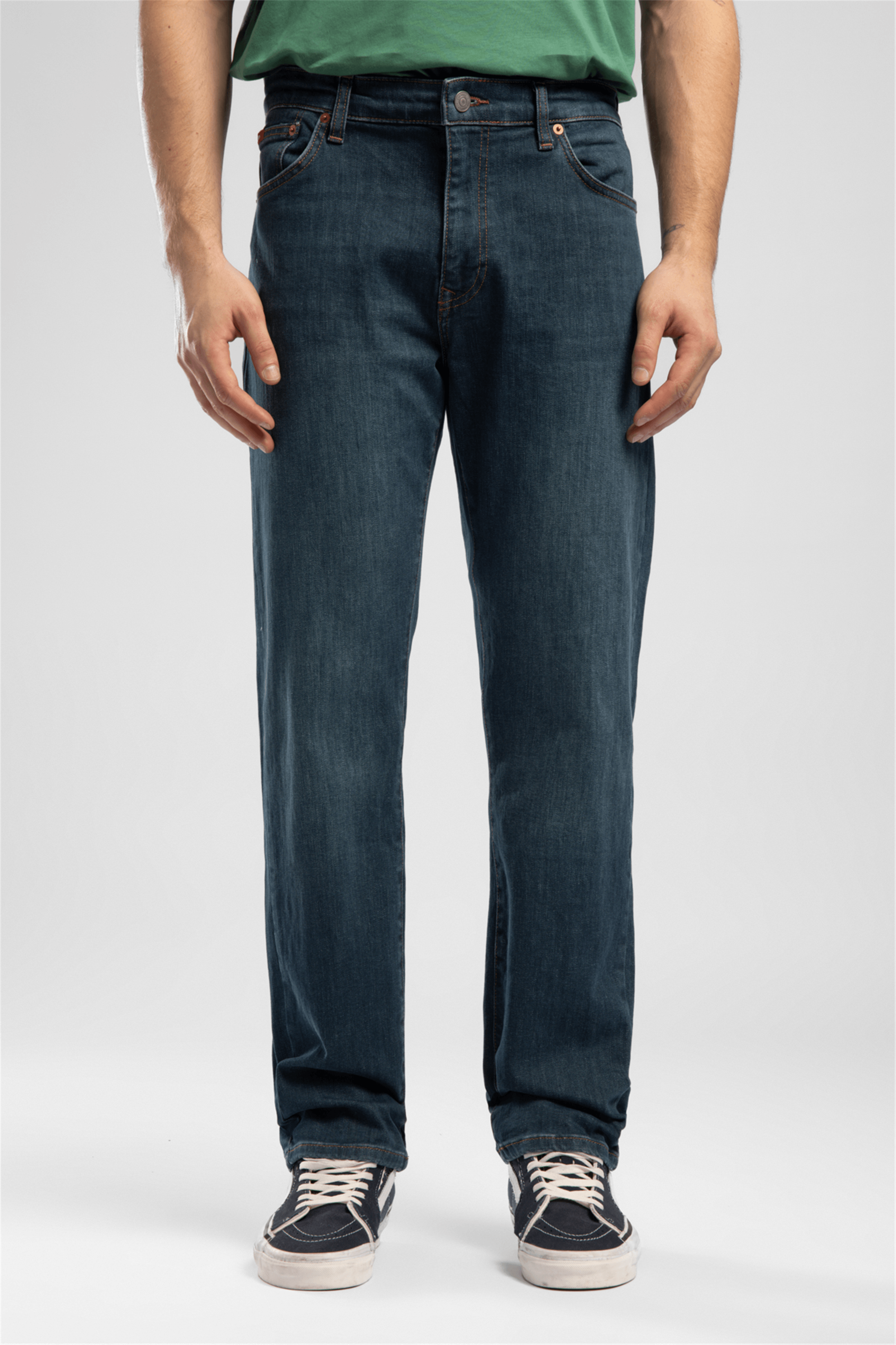 Rıcky Erkek High Rise Straight Fit Pamuklu Jean Pantolon Yeşil