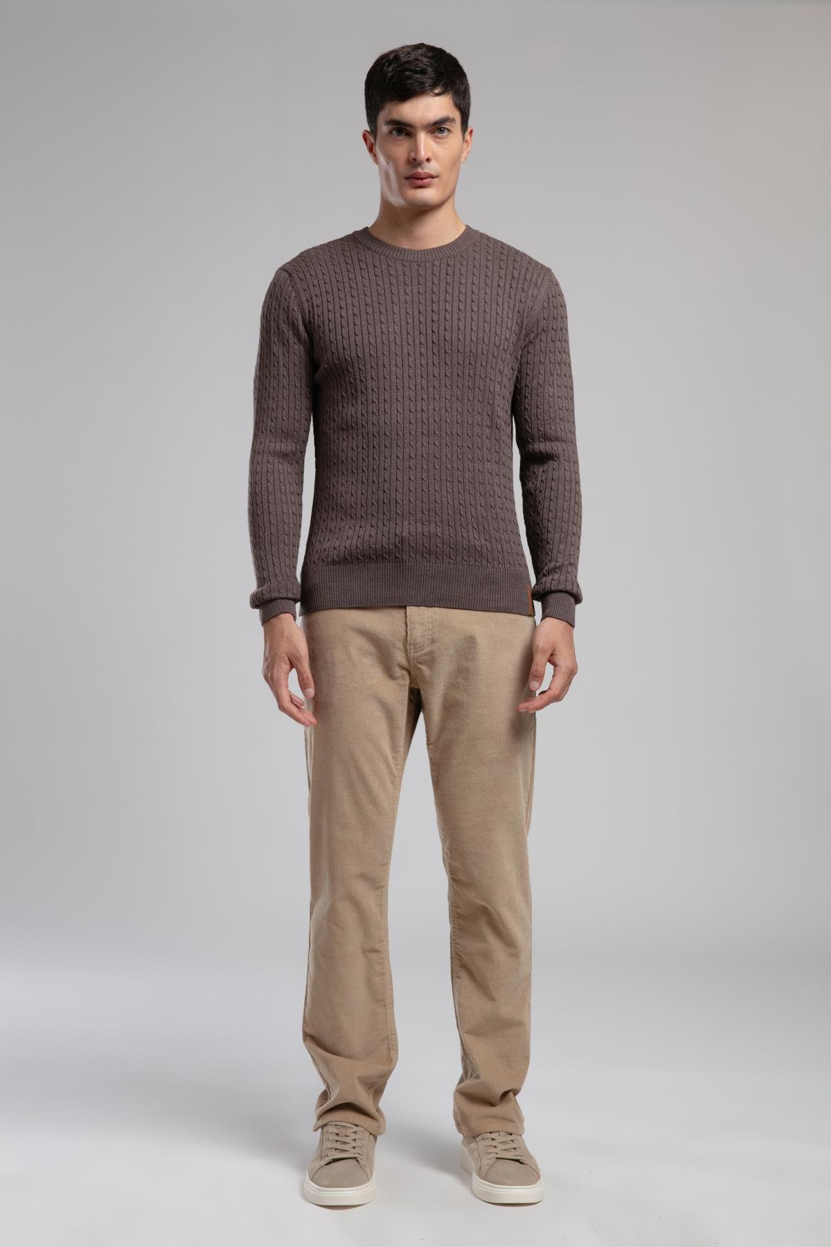 Ricky Yüksek Bel Düz Kesim Düz Paça Bej Erkek Pantolon