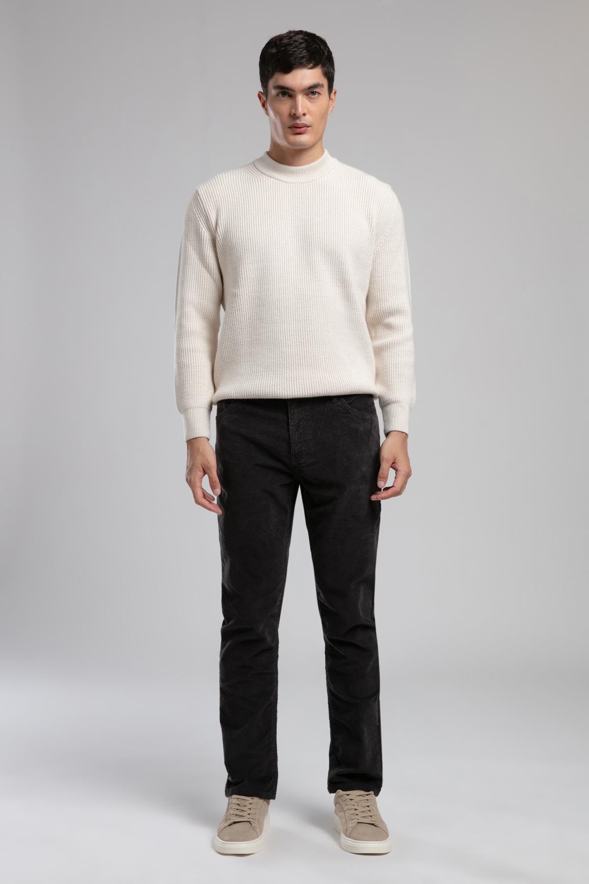 Ricky Yüksek Bel Düz Kesim Düz Paça Gri Erkek Pantolon