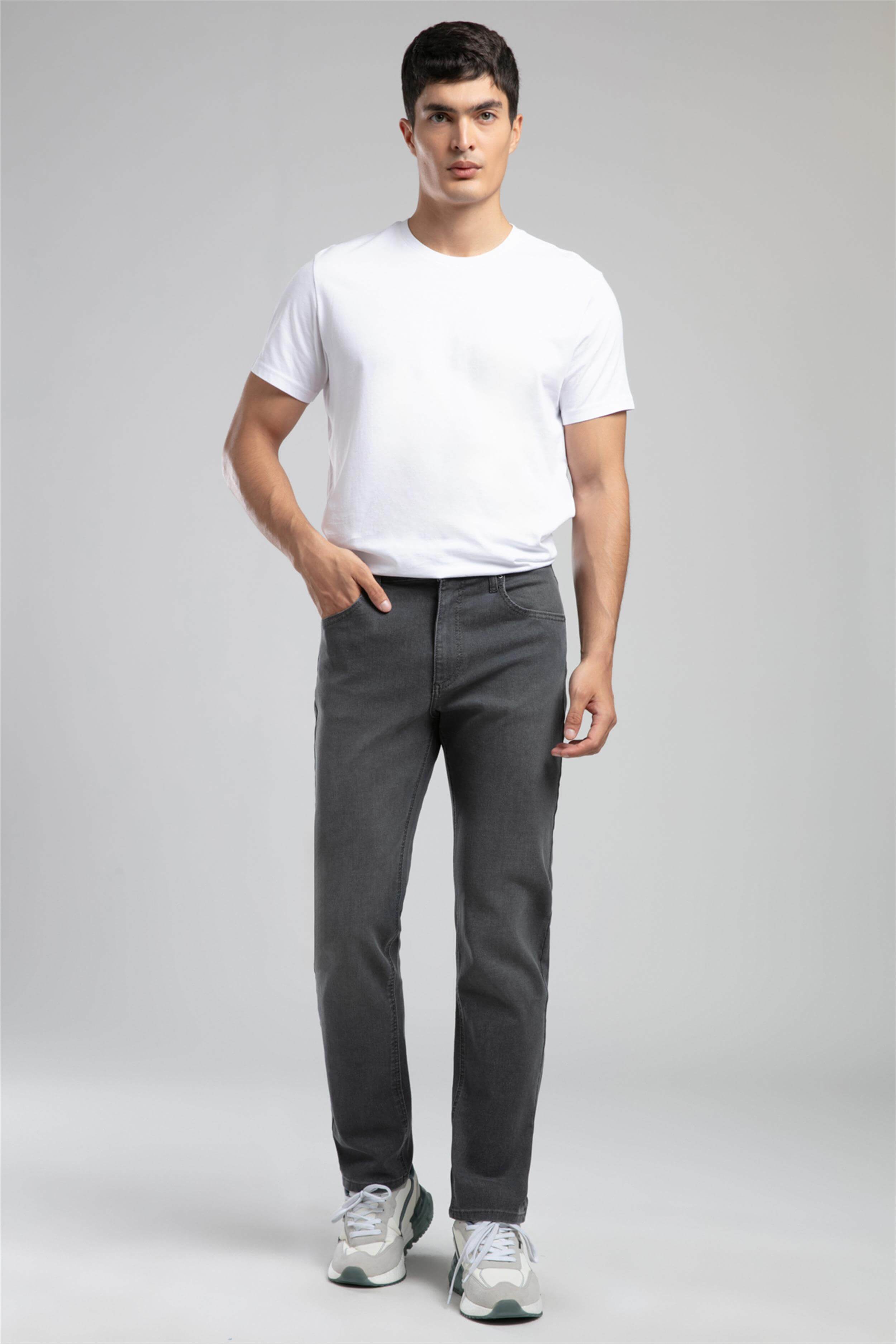 Rico Yüksek Bel Düz Kesim Düz Paça Gri Erkek Jean Pantolon