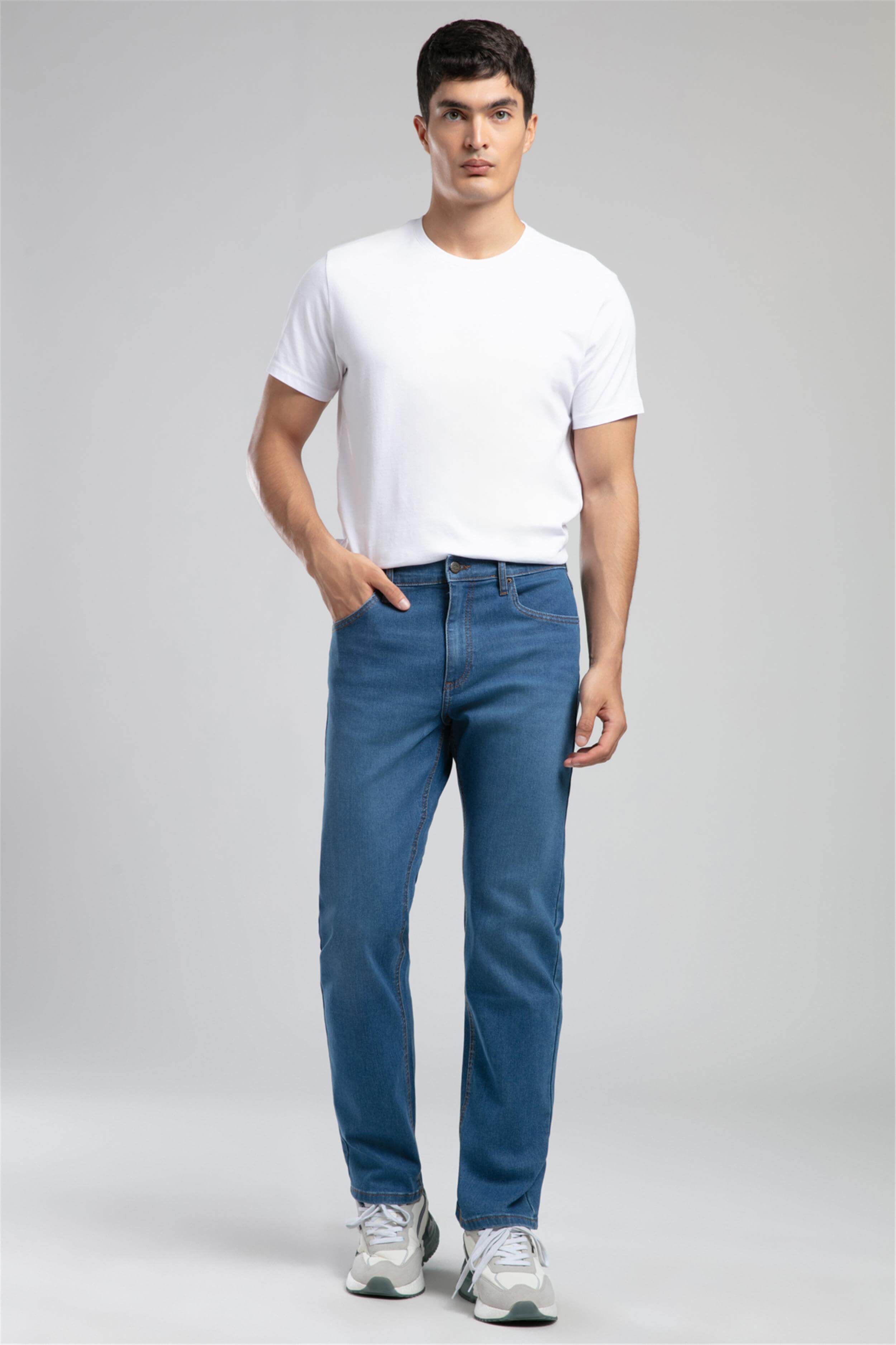 Rico Yüksek Bel Düz Kesim Düz Paça Mavi Erkek Jean Pantolon