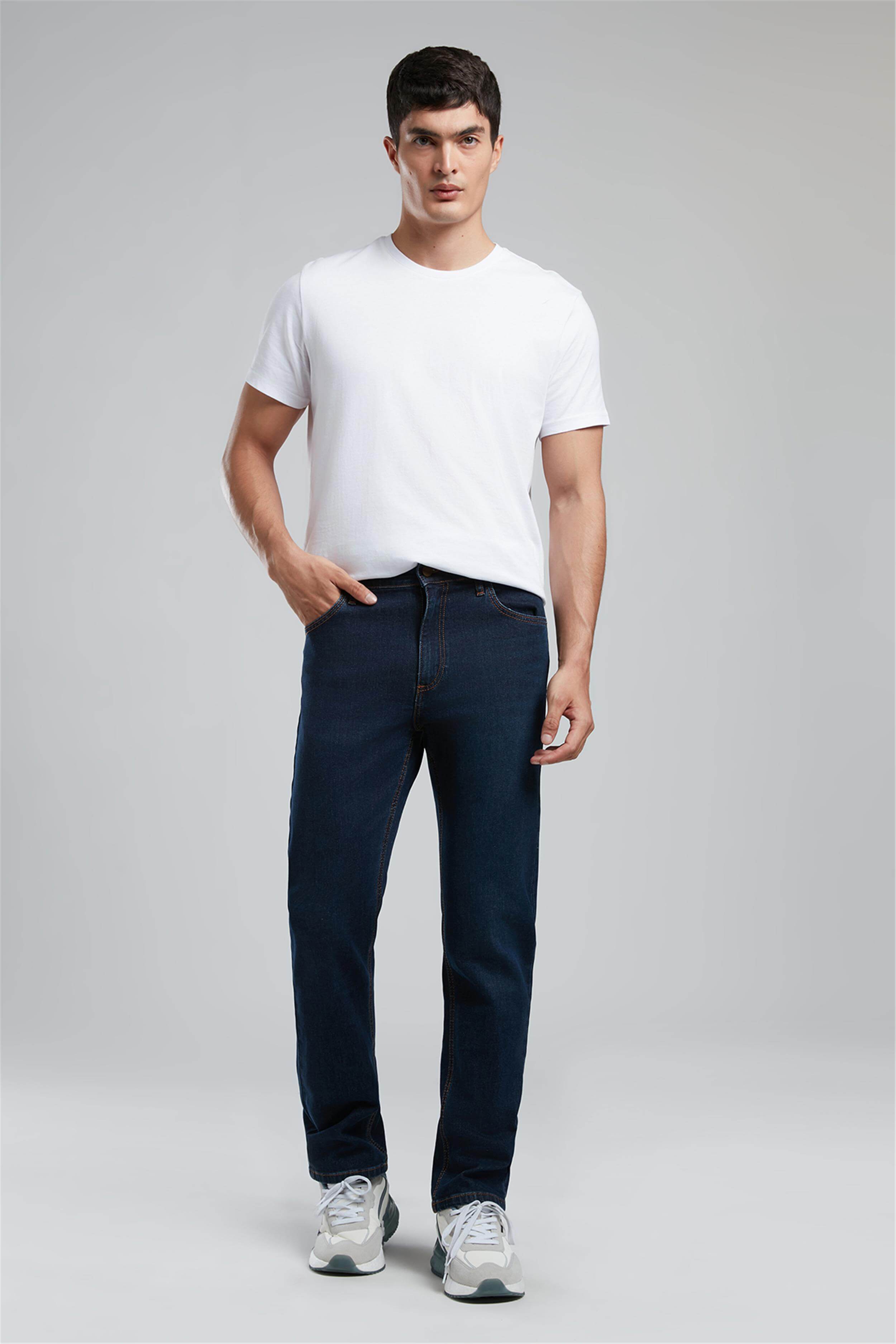 Rico Yüksek Bel Düz Kesim Düz Paça Mavi Erkek Jean Pantolon