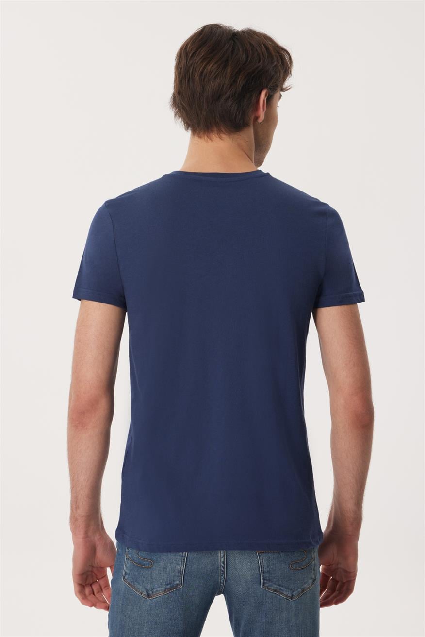 Robert Erkek %100 Pamuk O Yaka T-Shirt Lacivert