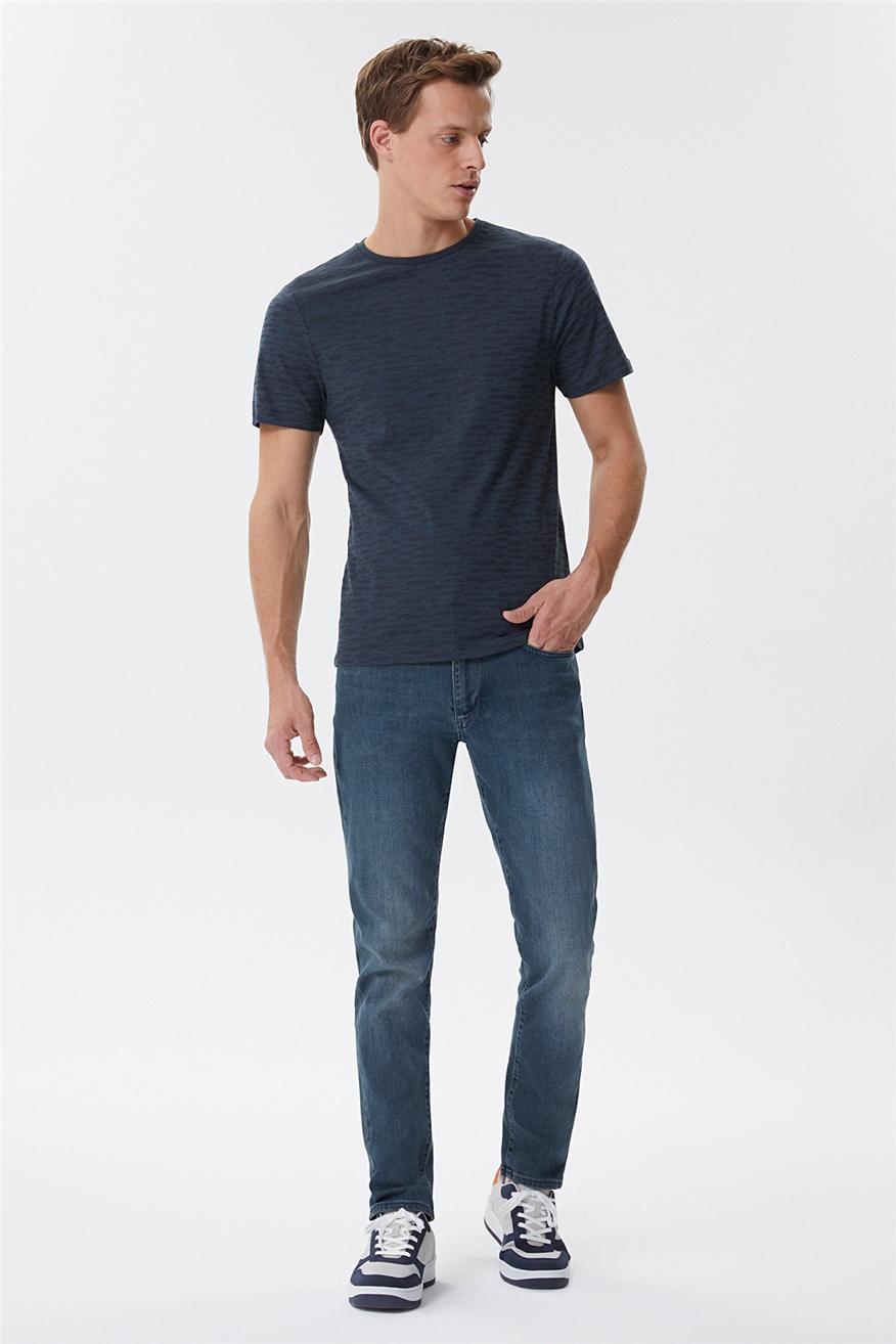 Rogers Erkek %100 Pamuk Bisiklet Yaka T-Shirt Antrasit