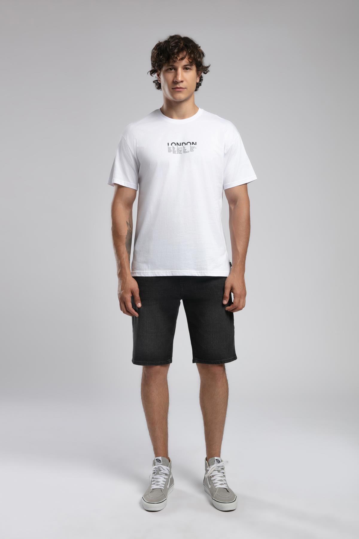 Rolanes Erkek %100 Pamuk O Yaka T-Shirt Beyaz