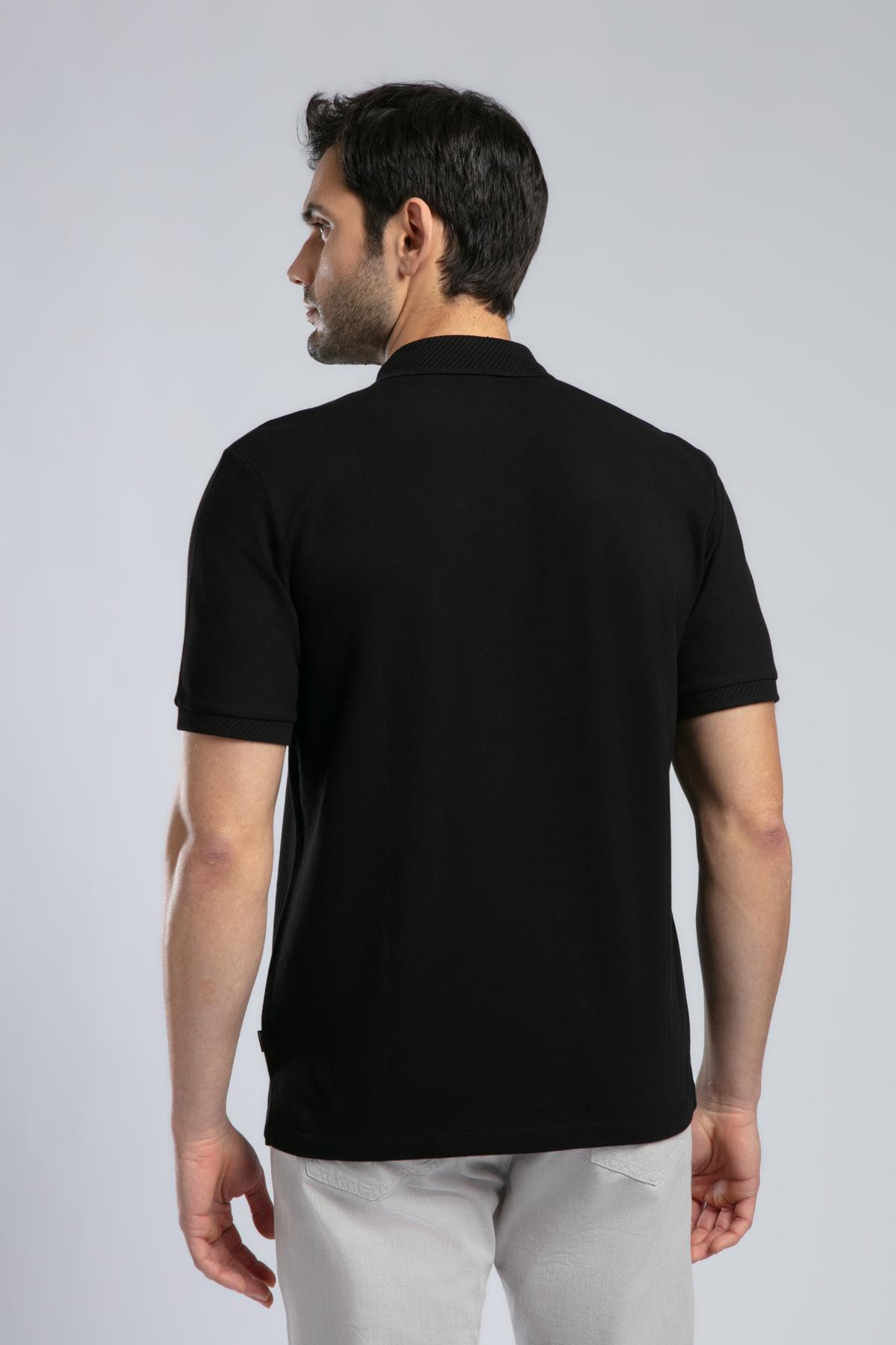 Rolan Erkek %100 Pamuk Polo Yaka T-Shirt Siyah