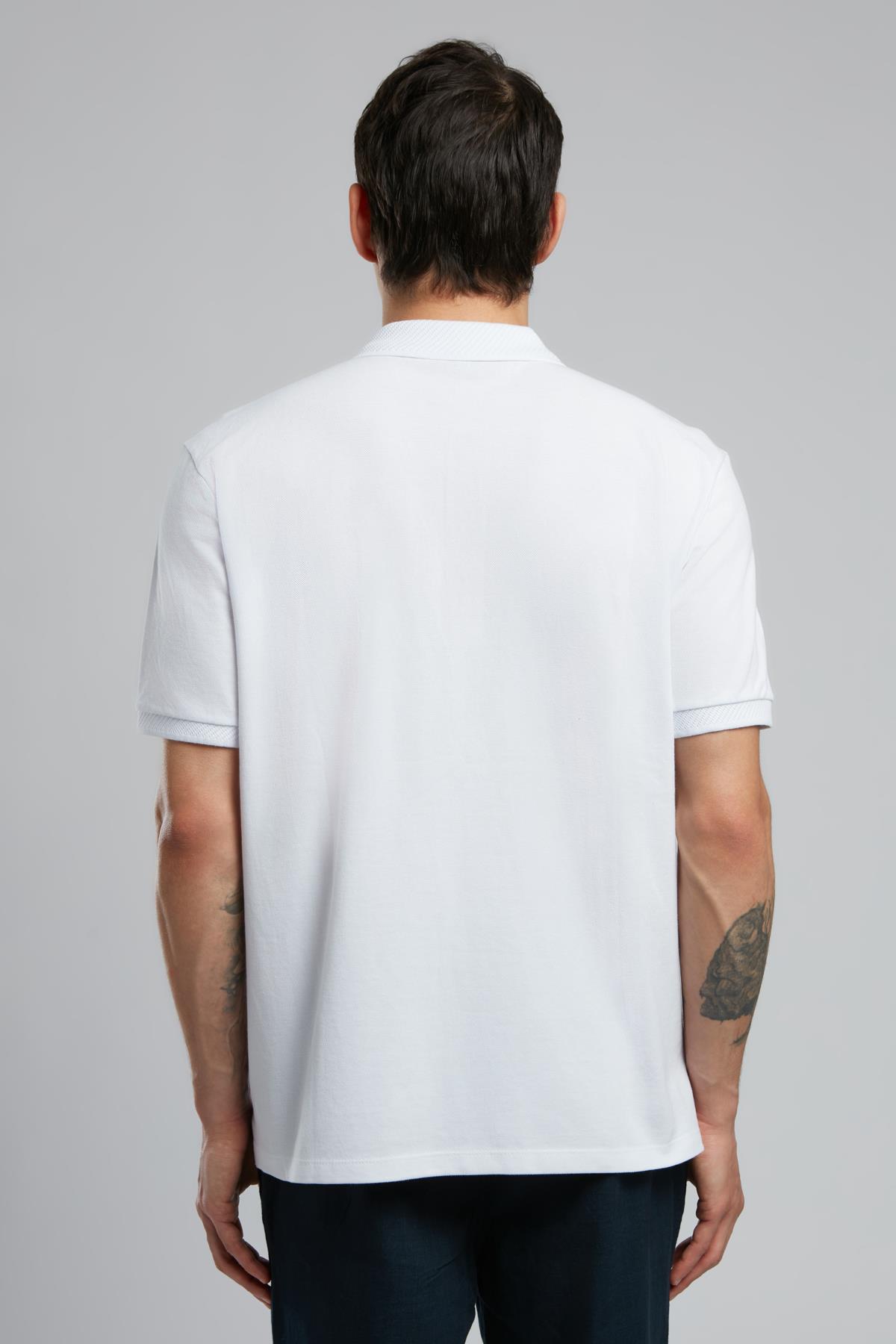 Rolan Erkek %100 Pamuk Polo Yaka T-Shirt Beyaz