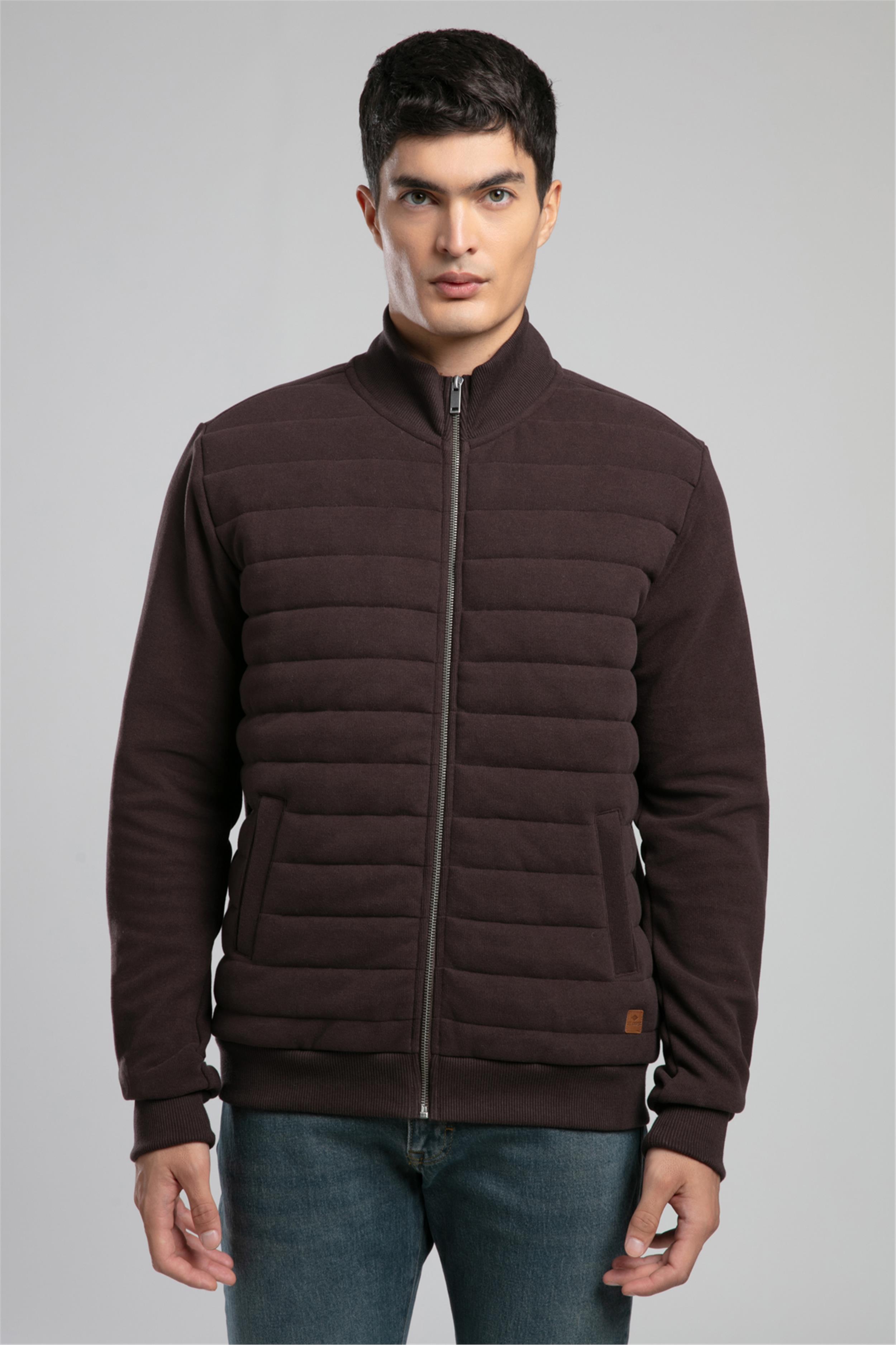 Rowena Erkek Dik Yaka Fermuarli Sweatshirt Acı Kahve