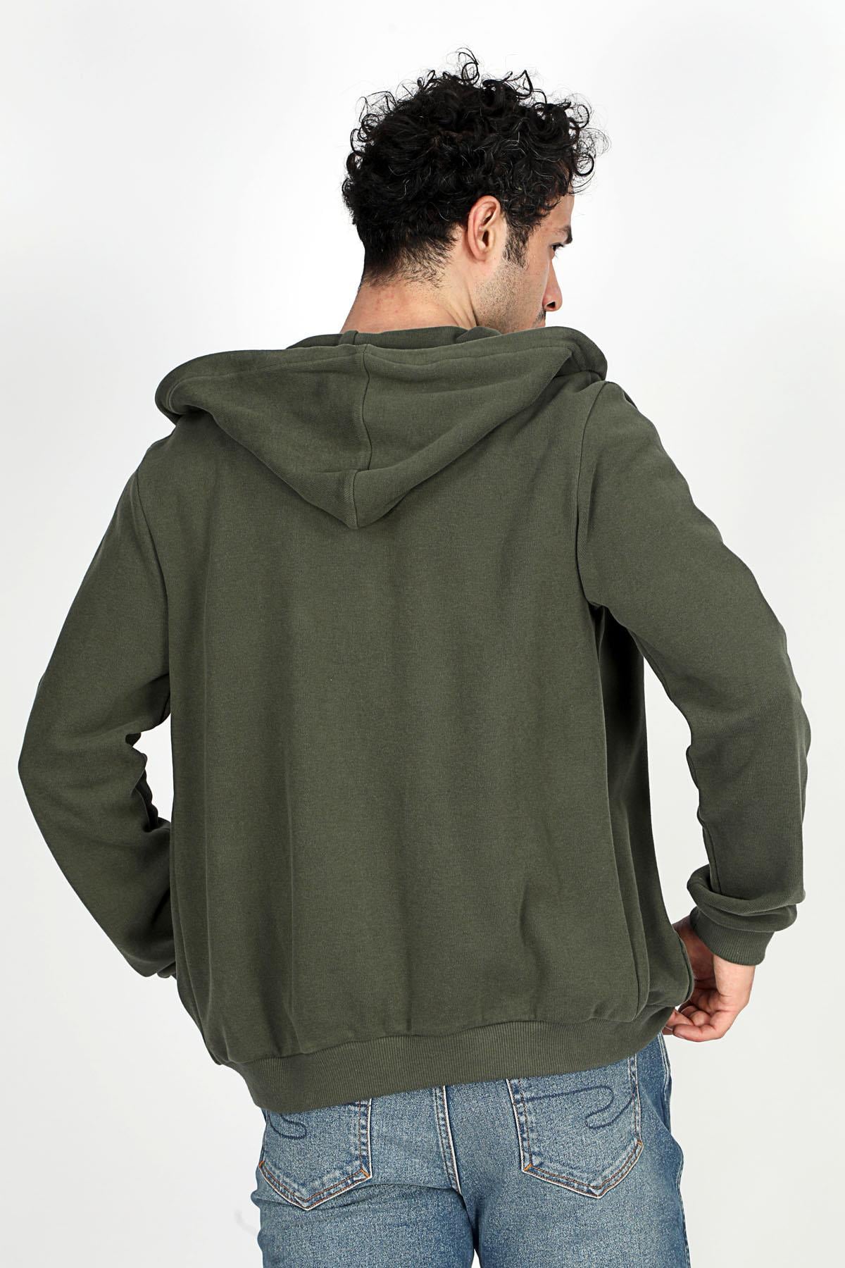 Ruth Erkek Kapüşonlu Fermuarlı Sweatshirt Haki